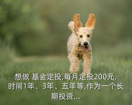 想做 基金定投,每月定投200元,時(shí)間1年、3年、五年等,作為一個(gè)長(zhǎng)期投資...