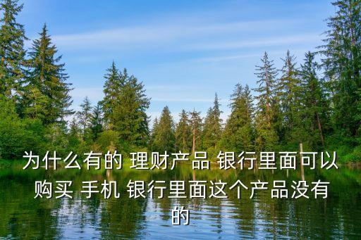 為什么有的 理財(cái)產(chǎn)品 銀行里面可以 購(gòu)買(mǎi) 手機(jī) 銀行里面這個(gè)產(chǎn)品沒(méi)有的