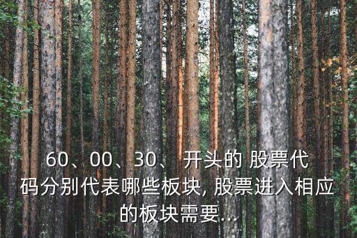 60、00、30、 開頭的 股票代碼分別代表哪些板塊, 股票進(jìn)入相應(yīng)的板塊需要...