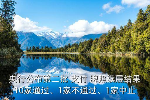 央行公布第二批 支付 牌照續(xù)展結(jié)果10家通過(guò)、1家不通過(guò)、1家中止