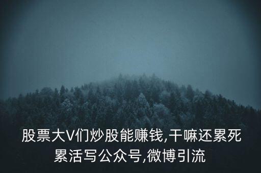  股票大V們炒股能賺錢,干嘛還累死累活寫(xiě)公眾號(hào),微博引流