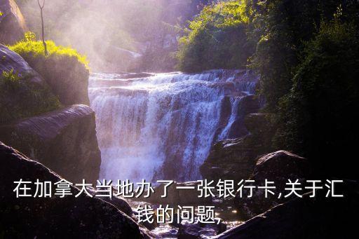 在加拿大當?shù)剞k了一張銀行卡,關于匯錢的問題,
