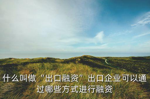 什么叫做“出口融資”出口企業(yè)可以通過(guò)哪些方式進(jìn)行融資