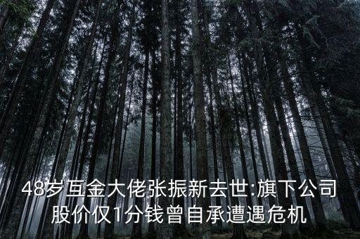 48歲互金大佬張振新去世:旗下公司股價(jià)僅1分錢(qián)曾自承遭遇危機(jī)