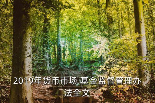 2019年貨幣市場 基金監(jiān)督管理辦法全文