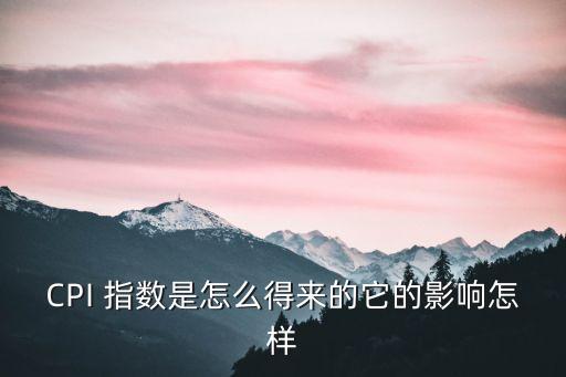 CPI 指數是怎么得來的它的影響怎樣
