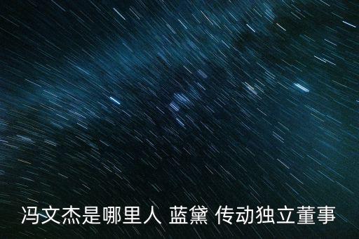 馮文杰是哪里人 藍(lán)黛 傳動獨(dú)立董事