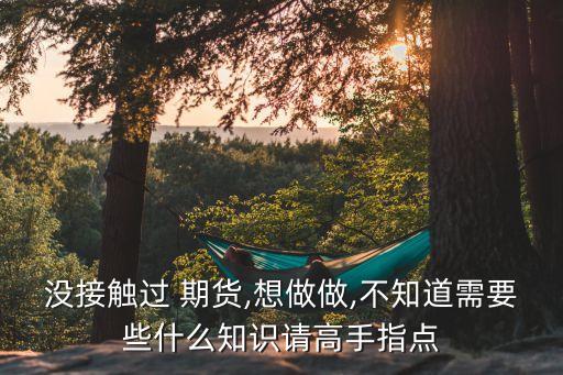 沒接觸過 期貨,想做做,不知道需要些什么知識請高手指點(diǎn)