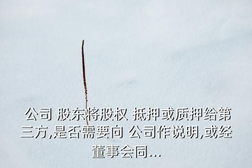  公司 股東將股權(quán) 抵押或質(zhì)押給第三方,是否需要向 公司作說明,或經(jīng)董事會(huì)同...