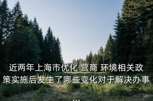 近兩年上海市優(yōu)化 營商 環(huán)境相關政策實施后發(fā)生了哪些變化對于解決辦事...