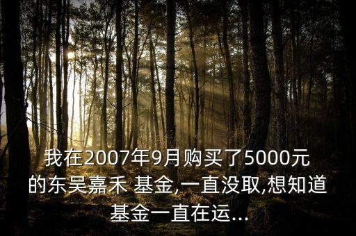 我在2007年9月購買了5000元的東吳嘉禾 基金,一直沒取,想知道 基金一直在運(yùn)...