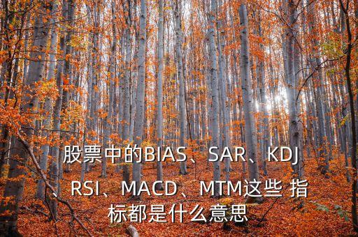  股票中的BIAS、SAR、KDJ、RSI、MACD、MTM這些 指標都是什么意思