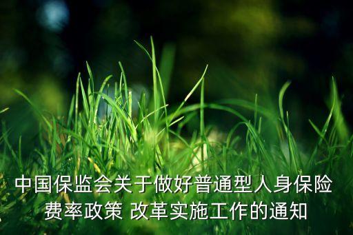 中國保監(jiān)會關于做好普通型人身保險 費率政策 改革實施工作的通知
