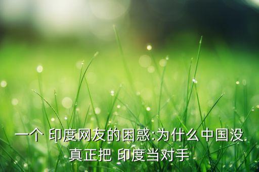 一個 印度網(wǎng)友的困惑:為什么中國沒真正把 印度當(dāng)對手
