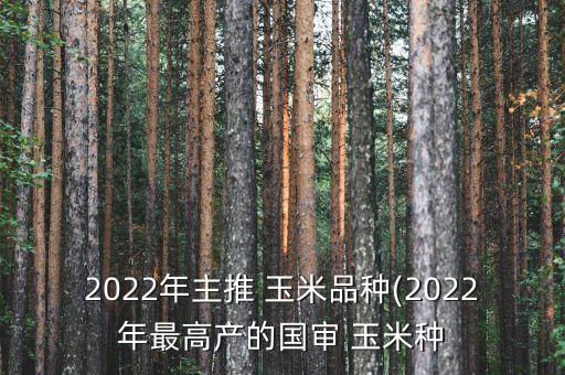 2022年主推 玉米品種(2022年最高產(chǎn)的國(guó)審 玉米種