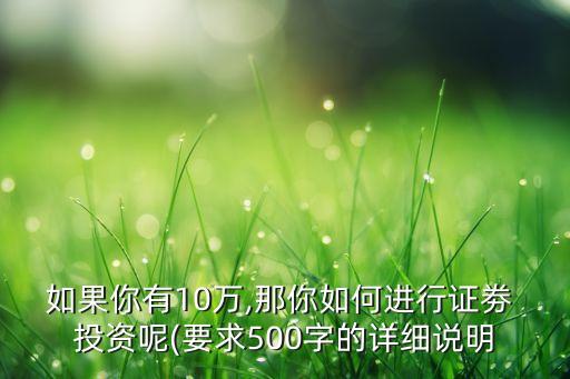如果你有10萬(wàn),那你如何進(jìn)行證劵 投資呢(要求500字的詳細(xì)說(shuō)明