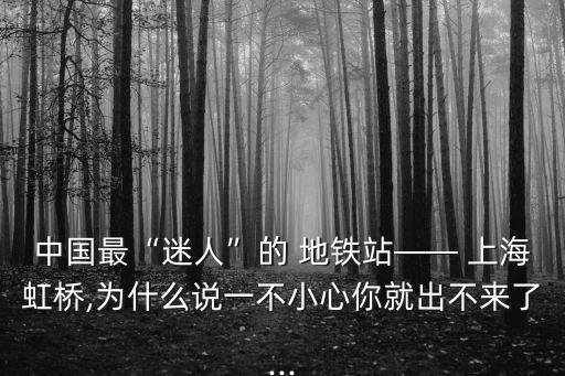 中國(guó)最“迷人”的 地鐵站—— 上海虹橋,為什么說一不小心你就出不來了...