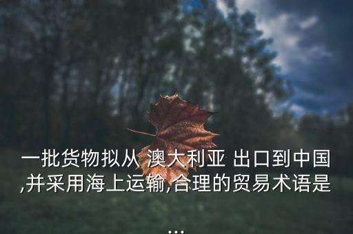 一批貨物擬從 澳大利亞 出口到中國,并采用海上運輸,合理的貿(mào)易術語是...