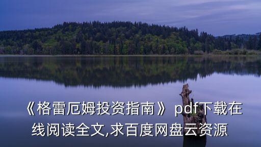 《格雷厄姆投資指南》 pdf下載在線閱讀全文,求百度網(wǎng)盤(pán)云資源