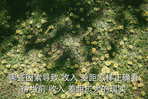 哪些因素導(dǎo)致 收入 差距怎樣正確看待當(dāng)前 收入 差距擴大的現(xiàn)實