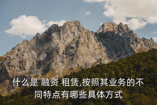 什么是 融資 租賃,按照其業(yè)務(wù)的不同特點有哪些具體方式