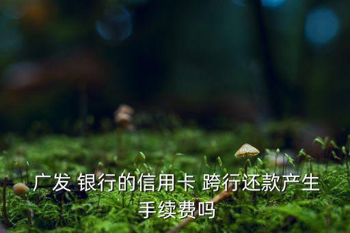  廣發(fā) 銀行的信用卡 跨行還款產(chǎn)生 手續(xù)費嗎