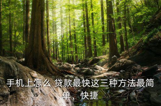 手機上怎么 貸款最快這三種方法最簡單、快捷