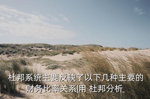  杜邦系統(tǒng)主要反映了以下幾種主要的財(cái)務(wù)比率關(guān)系|用 杜邦分析