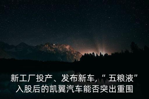 新工廠投產(chǎn)、發(fā)布新車,“ 五糧液”入股后的凱翼汽車能否突出重圍