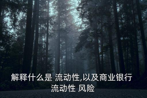 解釋什么是 流動(dòng)性,以及商業(yè)銀行 流動(dòng)性 風(fēng)險(xiǎn)