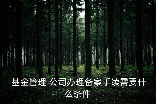  基金管理 公司辦理備案手續(xù)需要什么條件