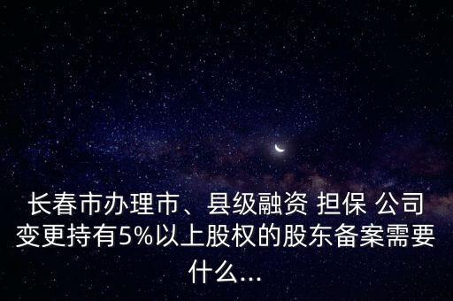 長春市辦理市、縣級融資 擔(dān)保 公司變更持有5%以上股權(quán)的股東備案需要什么...