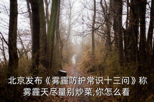  北京發(fā)布《霧霾防護(hù)常識十三問》稱霧霾天盡量別炒菜,你怎么看