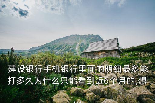  建設(shè)銀行手機銀行里面的明細最多能打多久為什么只能看到近6個月的,想...