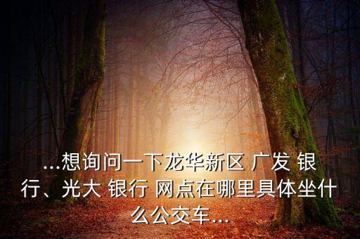 ...想詢問(wèn)一下龍華新區(qū) 廣發(fā) 銀行、光大 銀行 網(wǎng)點(diǎn)在哪里具體坐什么公交車...