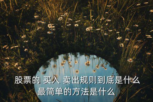  股票的 買入 賣出規(guī)則到底是什么最簡單的方法是什么