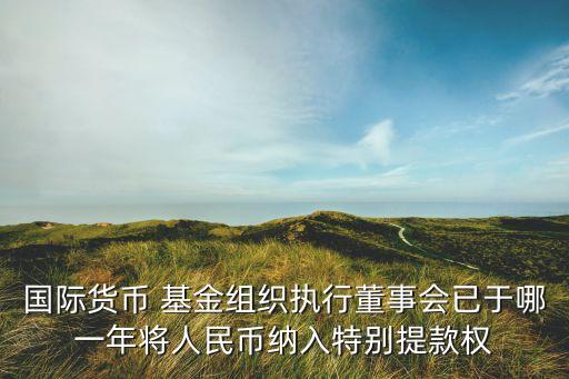 國際貨幣 基金組織執(zhí)行董事會已于哪一年將人民幣納入特別提款權(quán)
