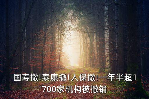 國壽撤!泰康撤!人保撤!一年半超1700家機構(gòu)被撤銷