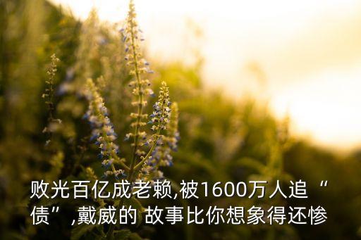 敗光百億成老賴,被1600萬(wàn)人追“債”,戴威的 故事比你想象得還慘