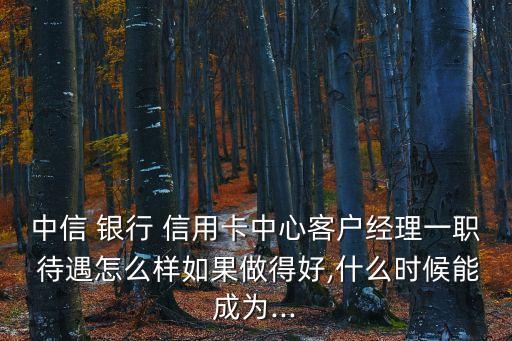 中信 銀行 信用卡中心客戶(hù)經(jīng)理一職 待遇怎么樣如果做得好,什么時(shí)候能成為...