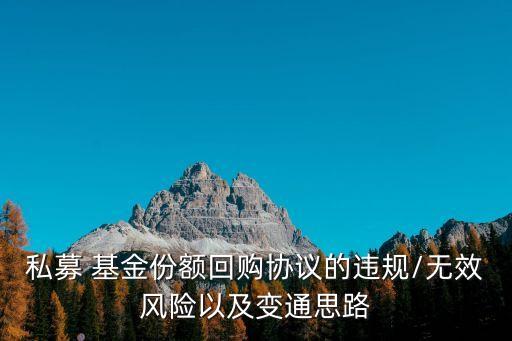 私募 基金份額回購(gòu)協(xié)議的違規(guī)/無(wú)效風(fēng)險(xiǎn)以及變通思路