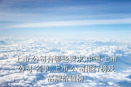  上市 公司有哪些要求,中國 上市 公司 名單, 上市 公司排行榜及品牌價值榜