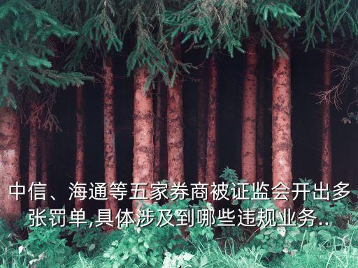 中信、海通等五家券商被證監(jiān)會開出多張罰單,具體涉及到哪些違規(guī)業(yè)務...