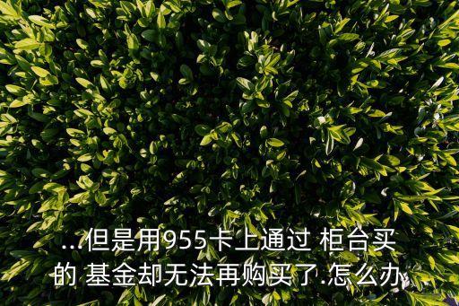 ...但是用955卡上通過 柜臺(tái)買的 基金卻無法再購(gòu)買了.怎么辦