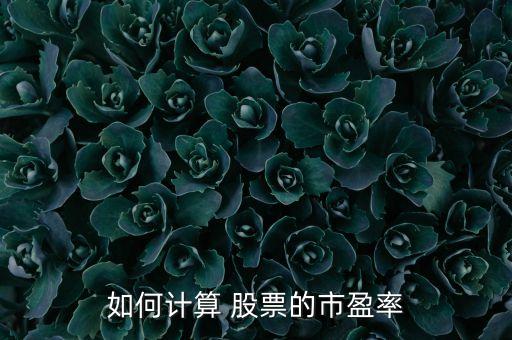 如何計算 股票的市盈率