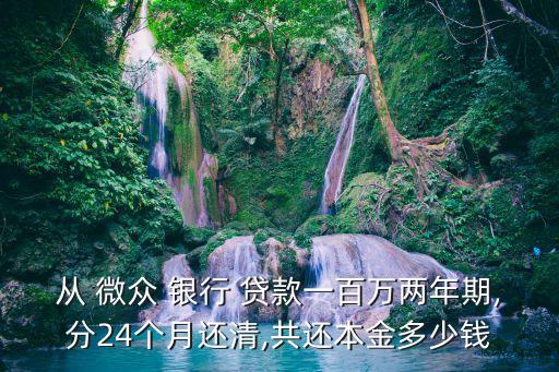 從 微眾 銀行 貸款一百萬(wàn)兩年期,分24個(gè)月還清,共還本金多少錢(qián)