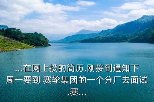 ...在網上投的簡歷,剛接到通知下周一要到 賽輪集團的一個分廠去面試,賽...