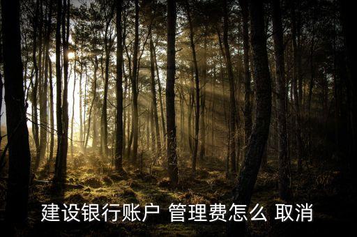 建設(shè)銀行賬戶 管理費(fèi)怎么 取消