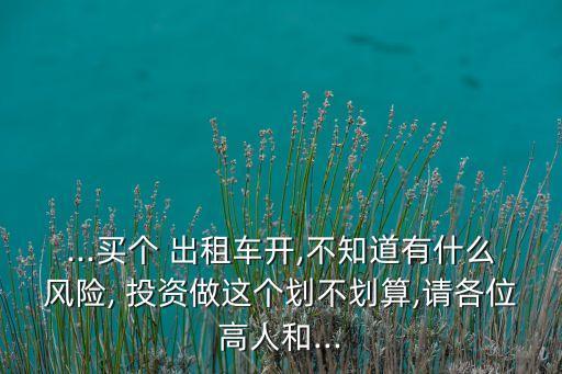 ...買個(gè) 出租車開(kāi),不知道有什么風(fēng)險(xiǎn), 投資做這個(gè)劃不劃算,請(qǐng)各位高人和...