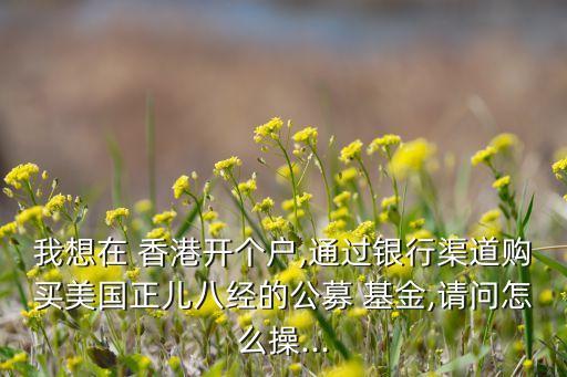 我想在 香港開(kāi)個(gè)戶,通過(guò)銀行渠道購(gòu)買美國(guó)正兒八經(jīng)的公募 基金,請(qǐng)問(wèn)怎么操...
